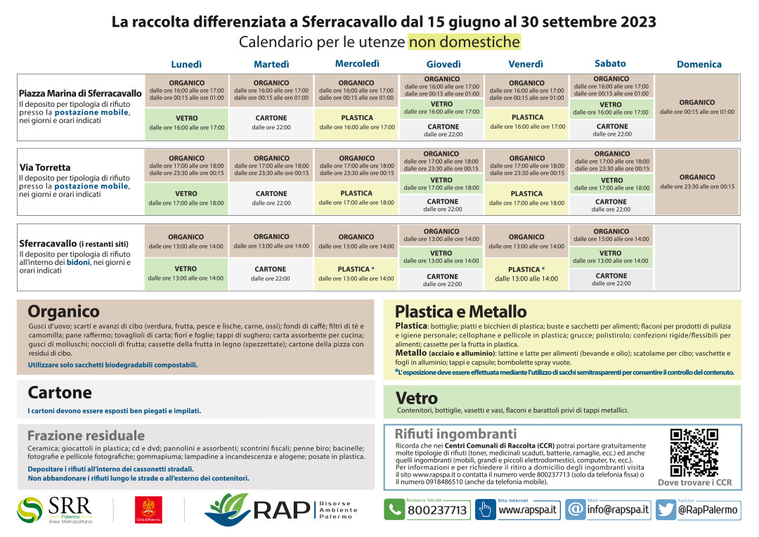 Calendari per la raccolta differenziata_und Mondello e Sferracavallo